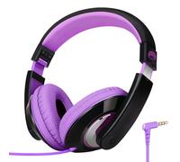 RockPapa Comfort Cuffie con Cavo, Regolabile, Over-Ear Headphones per Telefono, Compressa, PC, Scuola, MP3/4 DVD, iPod iPad Nero Viola