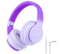 RockPapa L22 Cuffie per Bambini/Adulti, Cuffie con Filo e Microfono per Ragazzi Bambina Adolescenti, Cuffie Pieghevoli, Archetto Regolabile, per Scuola/Viaggio/Telefono/PC, Viola Gradiente
