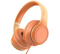 rockpapa L22 Cuffie pieghevoli con cavo per bambini scuola w/microfono | Microfono in linea, cavo intrecciato da 1,2 m, jack da 3,5 mm, cuffie per ragazze, per computer hromebook