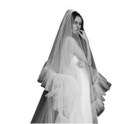 ROCKPOEM Velo da Sposa Lungo con Volant, Bordo Arricciato, Velo da cattedrale, Morbido e soffice, 2 Livelli, Accessori per Un Matrimonio da Sogno