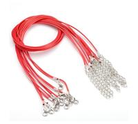 Rockreyoa 1,5 mm colorato intrecciato cerato collana collana in pelle con chiusura a aragosta e catena di estensione, corda sottile per braccialetti fai da te, collana rossa 10 pezzi