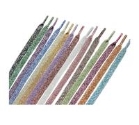Rockreyoa 15 paia di lacci piatti da 110 cm con glitter colorati e glitter di ricambio metallici, resistenti agli strappi, per adulti e bambini, scarpe sportive, 2#, 110