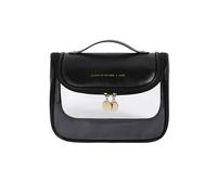 Rockreyoa Borsa grande per trucchi ampia, aperta, in pelle PU, con capacità, per cosmetici, da viaggio, per trucchi, Nero