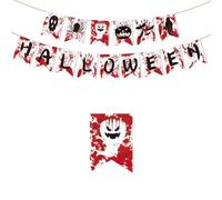 Rockreyoa Decorazione di Halloween riutilizzabile di alta qualità, ghirlanda di Halloween con pipistrello, striscione sanguinosa per Halloween, feste, decorazione interna della bandiera