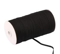 Rockreyoa Nastro in poliestere piatto per t-shirt, nastro in twill tinta unita, sterile, nastro per crochet Yarn macramè, per uncinetto, filo di cotone, 20 m, colore nero, 6 mm