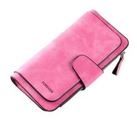 Rockreyoa Portafoglio lungo da donna, grande, in pelle, con scomparti per carte di credito, con 14 scomparti per carte di credito, in pelle, Rosa