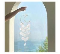 Rockreyoa Scacciapensieri Wond Capiz conchiglie a vento in corda di cotone intrecciata, ornamenti da appendere, naturale, madreperla, campana a vento, ghirlanda acchiappasogni, per giardino,