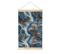 Rocks Marble Texture Deep Blue Gold Hues Lino Hanging Painting, Lino Wall Art Opera d'arte moderna Agriturismo Decor 40x60 cm
