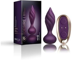 Rocks-Off Desire plug anale vibrazioni telecomando viola ricaarica USB e IPX7