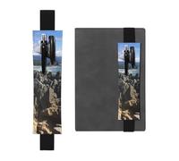 Rocks - Portapenne in pelle sintetica con stampa scenica, regolabile, con fascia elastica, per diari, quaderni, regalo per il rientro a scuola