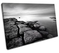 Rocks Seascape Beach Monochrome concept Canvas Artwork Picture Print Wall Photo