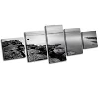 Rocks Seascape Beach Monochrome concept Canvas Artwork Picture Print Wall Photo