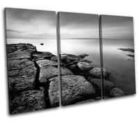 Rocks Seascape Beach Monochrome concept Canvas Artwork Picture Print Wall Photo