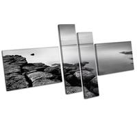 Rocks Seascape Beach Monochrome concept Canvas Artwork Picture Print Wall Photo
