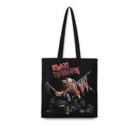 Rocksax Borsa Tote Iron Maiden - Trooper, Nero, Standard, Shooper in tela pesante realizzato in materiale riciclato Fairtrade