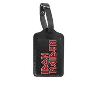 Rocksax Iron Maiden - Targhetta per bagagli con logo, colore nero | Etichette per bagagli in finta pelle con copertura per la privacy, 11,9 x 7,1 cm, targhetta per bagagli per zaino