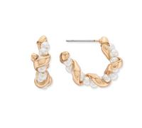Rocksbox Zelda Twisted Pearl Huggies - Cerchi in oro da donna - Placcatura in oro 14 k con perle finte - Gioielli di alta qualità - 20 mm, ottone, senza pietre preziose