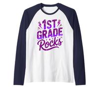 Rockstar 1 ° Grado Rocks Happy Choir Teacher Squad Throwback Maglia con Maniche Raglan
