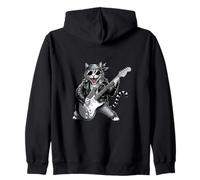 Rockstar Cat Chitarrista Cool Band Music Lover Abbigliamento Felpa con Cappuccio