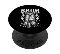 Rockstar Corgi Saxophone Meme Funny “BRUH” Lightning Dog PopSockets PopGrip Adesivo