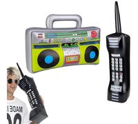 Rockstar - Giocattolo gonfiabile per telefono cellulare, 2 pezzi 80 pezzi, accessorio decorativo per feste, hip hop, costume per musica rock, carnevale, forniture per feste, gonna, stella, giocattolo