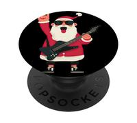 Rockstar Santa - Occhiali da sole a forma di chitarra elettrica, colore: Nero PopSockets PopGrip Adesivo