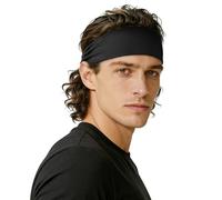 Rocktakin - Fasce sportive per uomini e donne, nere, larghe, elastiche, antiscivolo, per corsa, ciclismo, baseball, basket, calcio, yoga