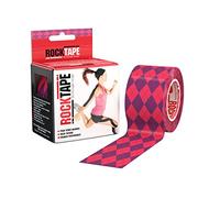 RockTapeRx Kinesiology Tape Athletes, Gentle Adhesive & Sensitive Skin, Ideal for Rehab & Posture Training, 5cm x 5m, Uncut Roll, Pink Argyle