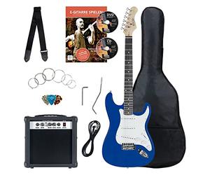 Rocktile Banger's Pack Set Chitarra Elettrica Blu - Kit Completo per Chitarre Elttriche con Amplificatore 25W, Custodia Morbida, Cavo, Tracolla, Tremolo, Plettri - Blue Highgloss