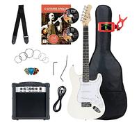 Chitarra Elettrica Set Amplificatore Borsa Accordatore Corde Cavo Plettri Bianca