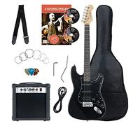 Rocktile Banger's Power Pack Set Completo Chitarra Elettrica con Single Coil e Humbucker Pickups Nero (Amplificatore, Borsa, Cavo, Tracolla, Plettro, Tremolo, Corde di Ricambio e Scuola con CD/DVD)