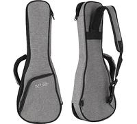 Rocktile borsa per ukulele soprano - Custodia semirigida antistrappo e impermeabile imbottita per ukulele - Borse esterne imbottite per gli accessori - tracolla regolabile cinghie da viaggio - Grigio