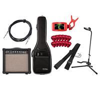 Rocktile E-Gitarren Add On Komplettset Full - 7 pezzi: amplificatore 15W, borsa, cintura, supporto, accordatore, cavo e 12 plettri per chitarra elettrica.