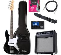 Rocktile Fatboy II BK E-Bass Starter Bundle Set Completo 7 Pezzi: Basso 4 Corde Inclusi Amplificatore, Custodia, Accordatore, Cinghia, Cavo, Corde - Nero