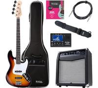Rocktile Fatboy II SB E-Bass Starter Bundle Set Completo 7 Pezzi: Basso 4 Corde incl. Amplificatore, Custodia, Accordatore, Tracolla, Cavo, Corde - Sunburst
