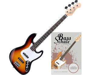 Rocktile Fatboy II SB E-Bass Sunburst Set incl. Scuola, Basso, 21 tasti | Jazz-Style E-Bass, 2 Single Coil Pickup, 2 controlli volume/1 controllo tono, Corpo: Tiglio, Manico: Acero (non trattato)