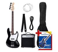 Rocktile Groover's Pack JB E-Bass Set Completo Nero (Amplificatore, Custodia, Cavo, Tracolla, Corde di Ricambio e Scuola con DVD)