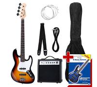 Rocktile Groover's Pack JB E-Bass Sunburst, Basso Rocktile Jazz-Style | Finitura 3-Color-Sunburst, 2 pickup single-coil, 2 controlli volume/ 1 controllo tono, Dimensioni amplificatore: ca. 28 x 28