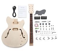 Rocktile Kit Chitarra Elettrica HB-Style - Kit DIY Semi-Hollow per Chitarra Elettrica con Tastiera in Palissandro, Corpo in Paulownia con Sustainblock, Manico in Acero da Incollare - 2 Humbucker