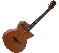 Rocktile OV2C-BN Chitarra Western con tavola in cedro - foro sonoro laterale innovativo per un suono diretto - corpo Concert con cutaway - mogano & palissandro - finitura satinata - marrone