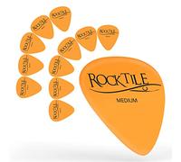 Rocktile Plettri Yellow Medium Confezione Da 12 - Spessore “Medium” (0,7 mm) - Forma Tradizionale A Goccia - Materiale: Celluloide - Giallo