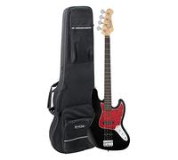 Rocktile Pro JB-30BK 70's Deluxe E-Bass Set - Jazz-Style E-Bass - Corpo: Pioppo - Manico: Acero - Tastiera: Engineered Wood - 2 Single-Coil Pickup - incl. Custodia Leggera - Nero