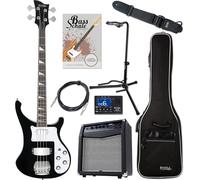 Rocktile Pro RB-400B Blackbird E-Bass Super Set - Basso Elettrico 4 Corde Longscale - Incluso Amp, Gigbag, Tuner, Tracolla, Supporto, Cavo e Scuola - nero
