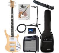 Rocktile Pro RB-400N Lumberjack E-Bass Super Set - Basso Elettrico Longscale a 4 Corde - Incluso Amp, Gigbag, Tuner, Cinghia, Supporto, Cavo e Scuola - naturale