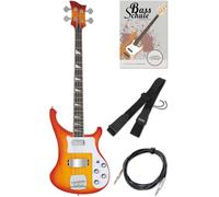 Rocktile Pro RB-400R Redneck E-Bass Red Sunburst Set, Basso, Corpo: tiglio | Rocktile Pro-Series, Modello speciale Rockin', Manico: acero, Tastiera: palissandro, Intarsi: perloide, Manico incollato