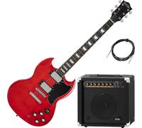 Rocktile Pro S-Red Chitarra Elettrica Heritage Cherry AK20GR - Set Completo per Principianti con Amplificatore, Cavo, Humbucker, Corpo Tiglio, Manico Acero, Tastiera Palissandro, Finitura Gloss.