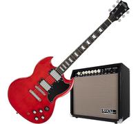 Rocktile Pro S-Red Chitarra Elettrica Heritage Cherry Set Amplificatore - 2 Humbucker Pickup - Manico in Acero - Combo Chitarra 30 Watt con 2 Canali - Speaker 8" - Cavo Chitarra - Heritage Cherry