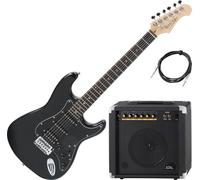 Rocktile Pro ST60-BK Chitarra Elettrica All Black Set AK20G, Corpo: mogano
