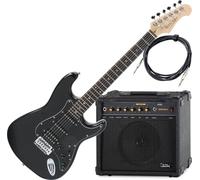 Rocktile Pro ST60-BK Chitarra Elettrica All Black Set AK30A, Corpo: Mogano
