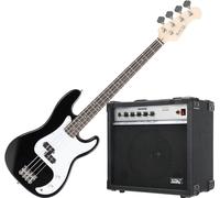 Rocktile Puncher E-Bass Black Set (Preci-Style E-Bass, hardware cromata, 22 tasti, in mplificatore per basso) Nero